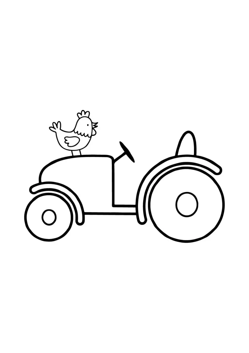 Курица на тракторе